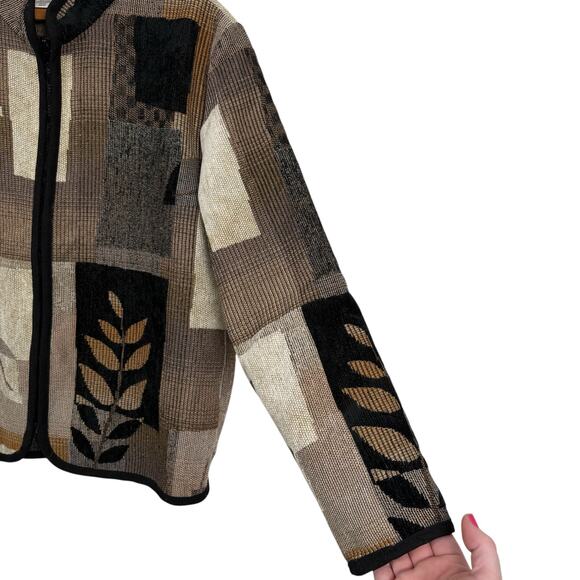 Vintage 90s Coldwater Creek Women Textured Jacket Size LP Boho Rustic Western - Picture 2 of 5
